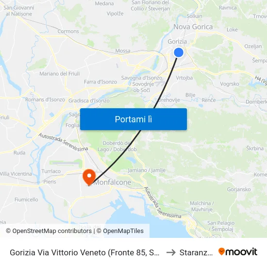 Gorizia Via Vittorio Veneto (Fronte 85, San Rocco) to Staranzano map