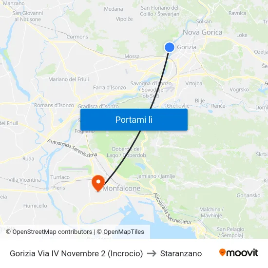 Gorizia Via IV Novembre 2 (Incrocio) to Staranzano map