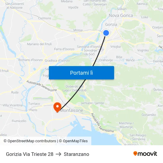 Gorizia Via Trieste 28 to Staranzano map