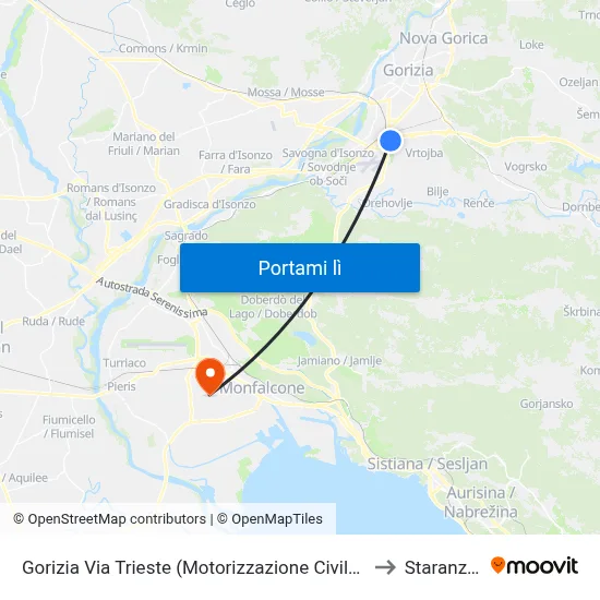 Gorizia Via Trieste (Motorizzazione Civile, Esterno) to Staranzano map