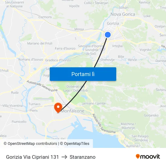 Gorizia Via Cipriani 131 to Staranzano map