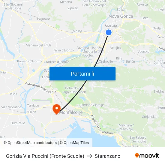 Gorizia Via Puccini (Fronte Scuole) to Staranzano map