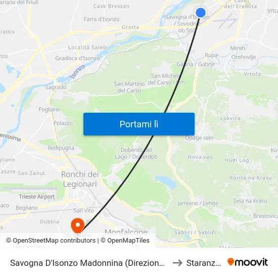 Savogna D'Isonzo Madonnina (Direzione Gorizia) to Staranzano map