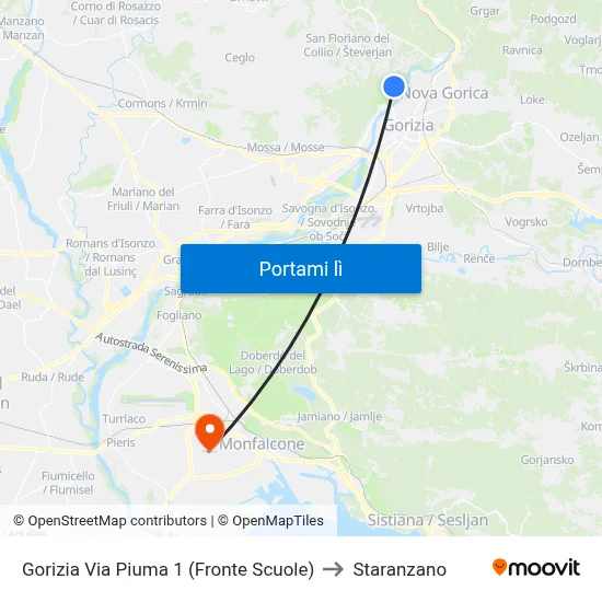 Gorizia Via Piuma 1 (Fronte Scuole) to Staranzano map