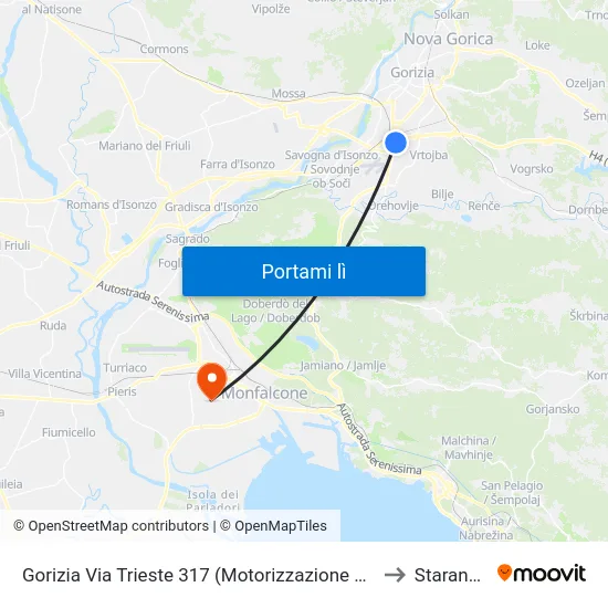Gorizia Via Trieste 317 (Motorizzazione Civile, Interno) to Staranzano map