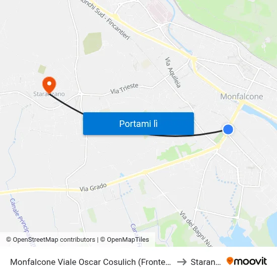Monfalcone Viale Oscar Cosulich (Fronte 8, Scuole Medie) to Staranzano map