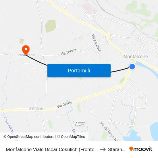 Monfalcone Viale Oscar Cosulich (Fronte 20, Palasport) to Staranzano map