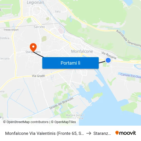 Monfalcone Via Valentinis (Fronte 65, Solvay) to Staranzano map
