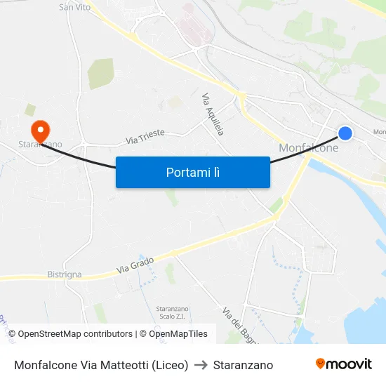 Monfalcone Via Matteotti (Liceo) to Staranzano map