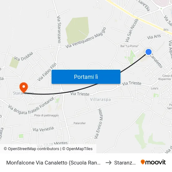 Monfalcone Via Canaletto (Scuola Randaccio) to Staranzano map