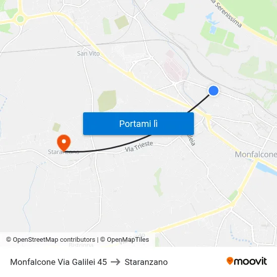 Monfalcone Via Galilei 45 to Staranzano map
