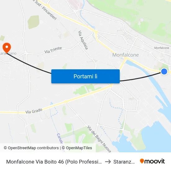 Monfalcone Via Boito 46 (Polo Professionale) to Staranzano map