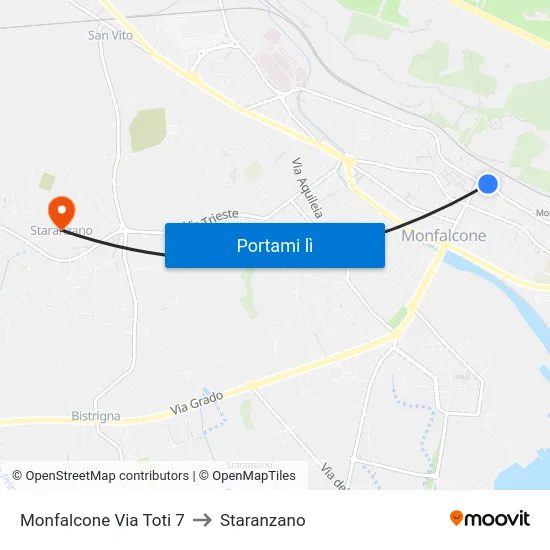Monfalcone Via Toti 7 to Staranzano map