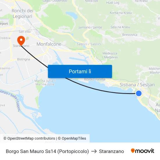 Borgo San Mauro Ss14 (Portopiccolo) to Staranzano map