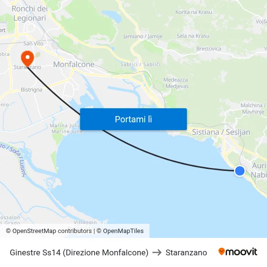 Ginestre Ss14 (Direzione Monfalcone) to Staranzano map