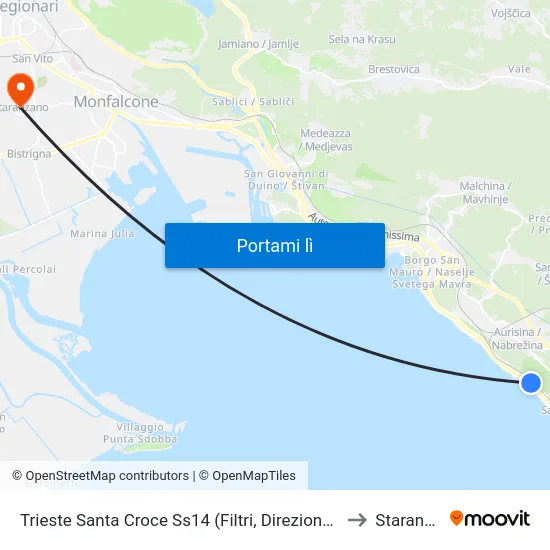 Trieste Santa Croce Ss14 (Filtri, Direzione Monfalcone) to Staranzano map