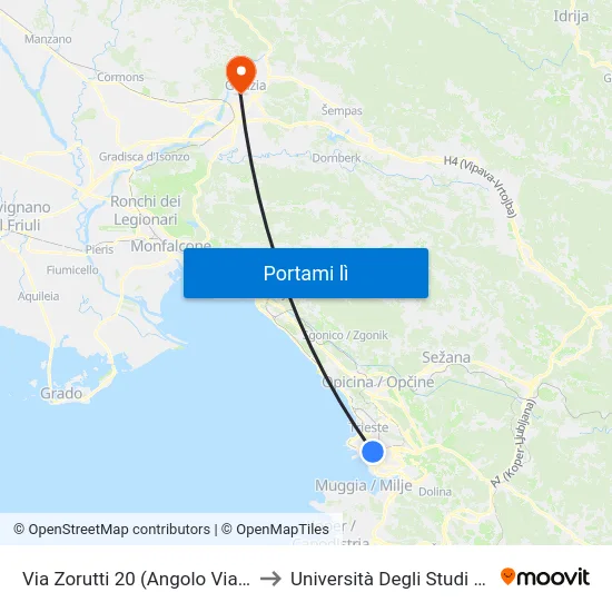 Via Zorutti 20 (Angolo Via Battera) to Università Degli Studi Di Udine map