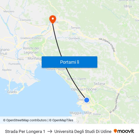 Strada Per Longera 1 to Università Degli Studi Di Udine map