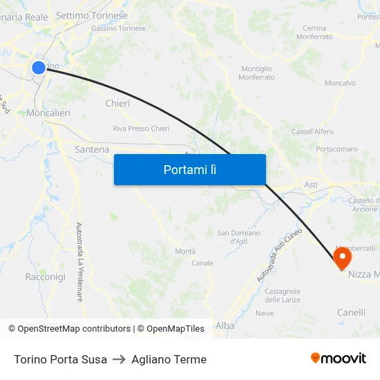 Torino Porta Susa to Agliano Terme map