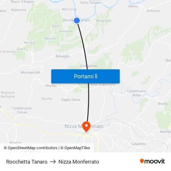 Rocchetta Tanaro to Nizza Monferrato map