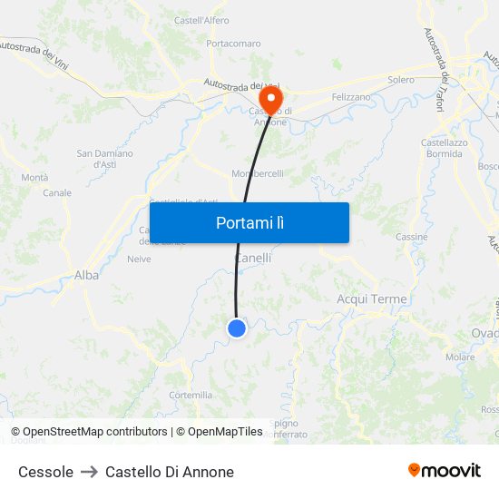 Cessole to Castello Di Annone map