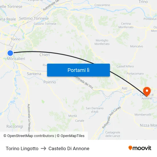 Torino Lingotto to Castello Di Annone map
