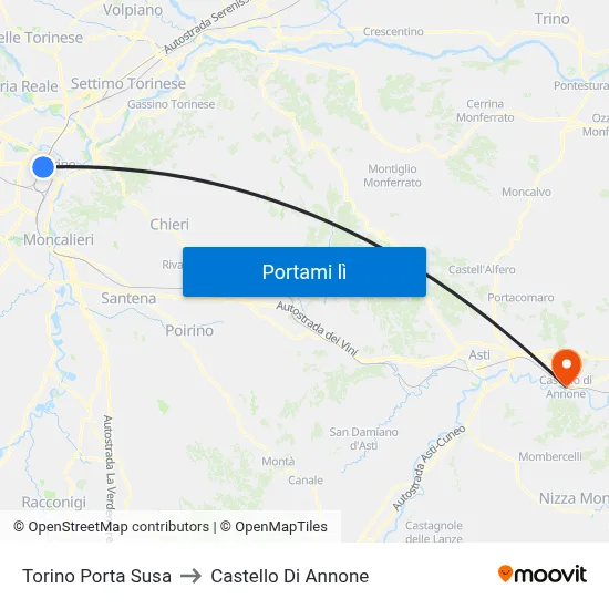 Torino Porta Susa to Castello Di Annone map