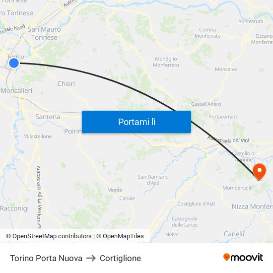 Torino Porta Nuova to Cortiglione map