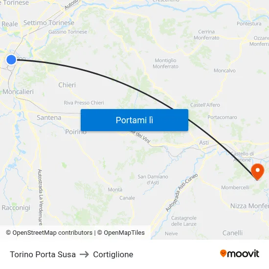 Torino Porta Susa to Cortiglione map