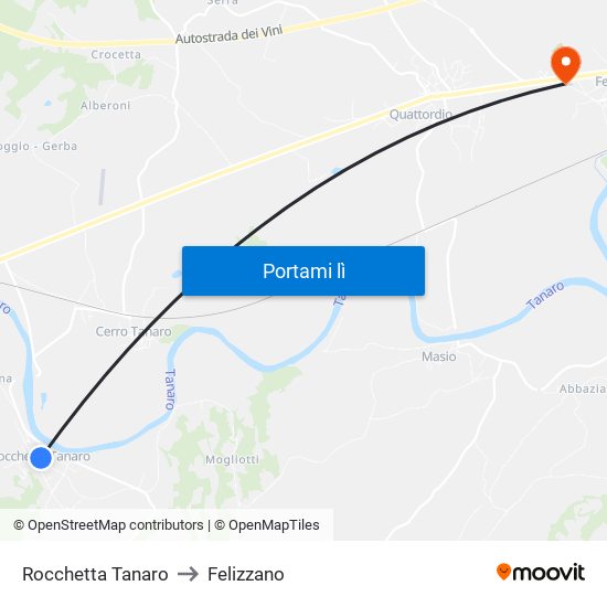 Rocchetta Tanaro to Felizzano map