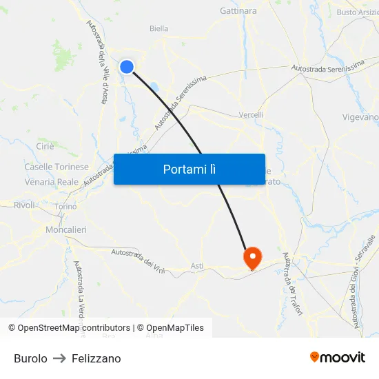Burolo to Felizzano map