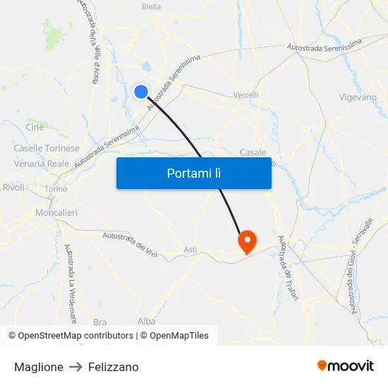 Maglione to Felizzano map