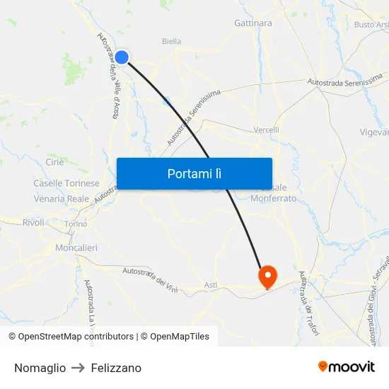 Nomaglio to Felizzano map