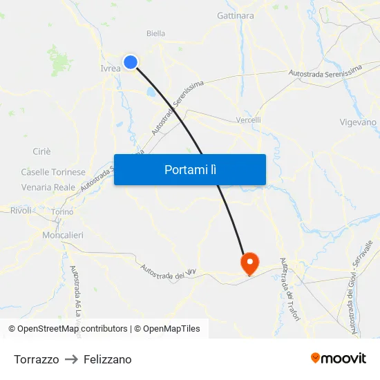 Torrazzo to Felizzano map
