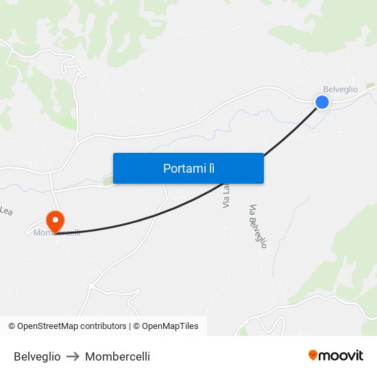 Belveglio to Mombercelli map