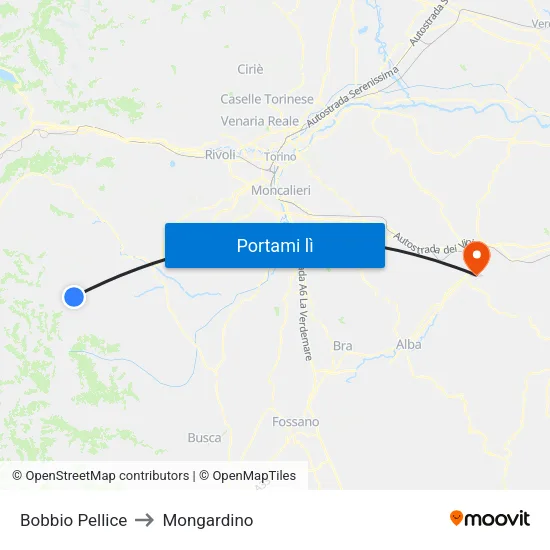 Bobbio Pellice to Mongardino map