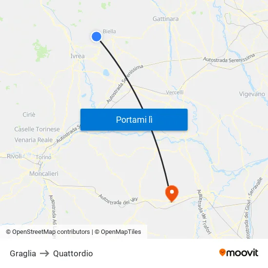 Graglia to Quattordio map