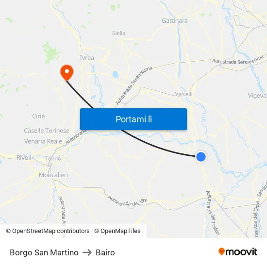Borgo San Martino to Bairo map