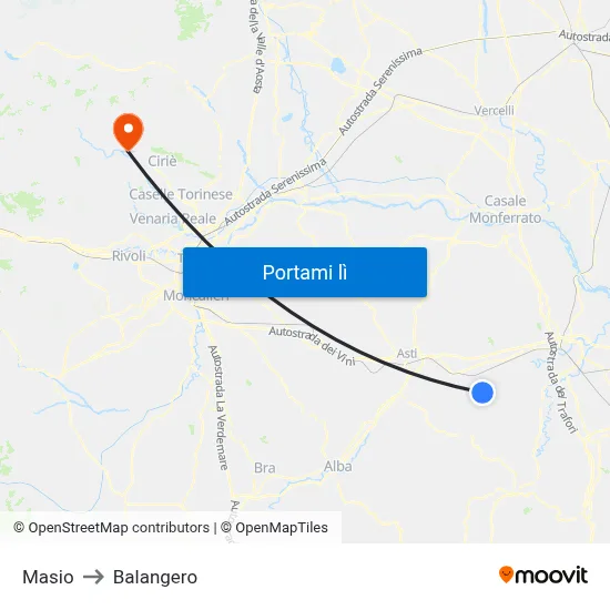 Masio to Balangero map