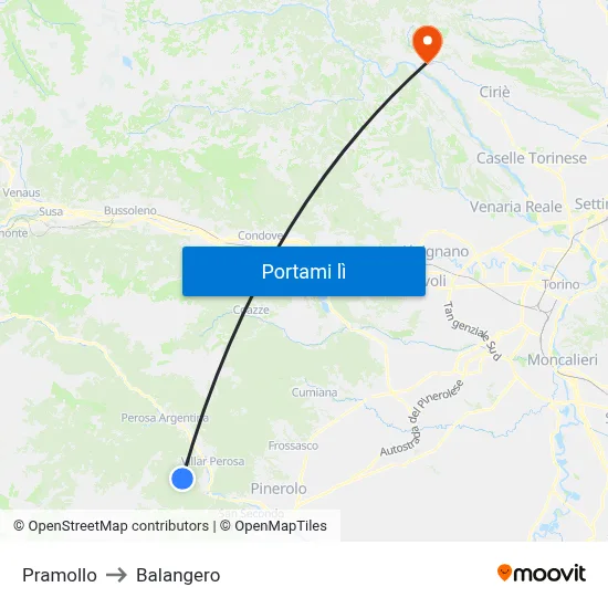 Pramollo to Balangero map
