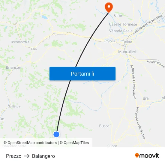Prazzo to Balangero map