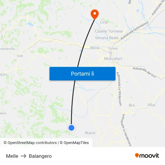 Melle to Balangero map