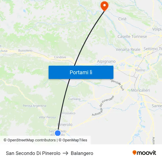 San Secondo Di Pinerolo to Balangero map