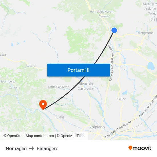 Nomaglio to Balangero map