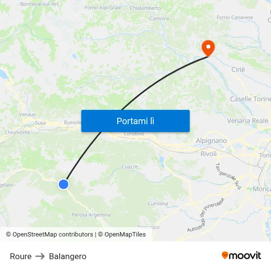 Roure to Balangero map
