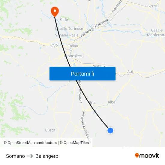 Somano to Balangero map