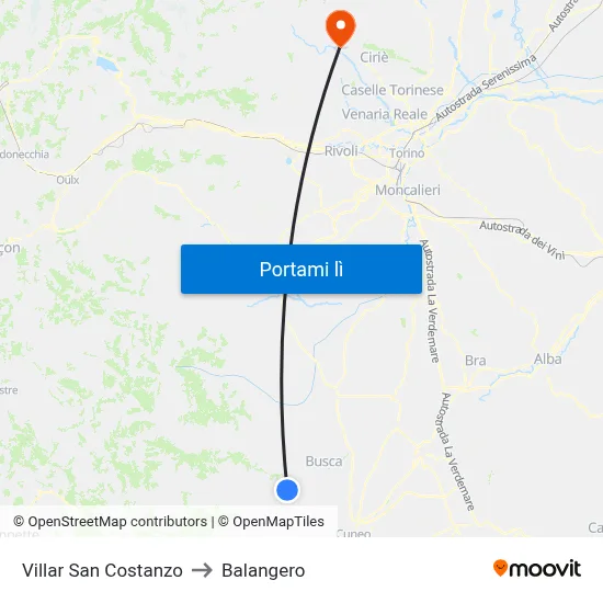 Villar San Costanzo to Balangero map
