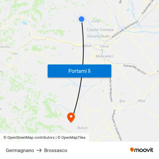 Germagnano to Brossasco map
