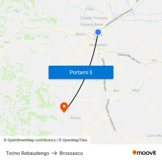 Torino Rebaudengo to Brossasco map