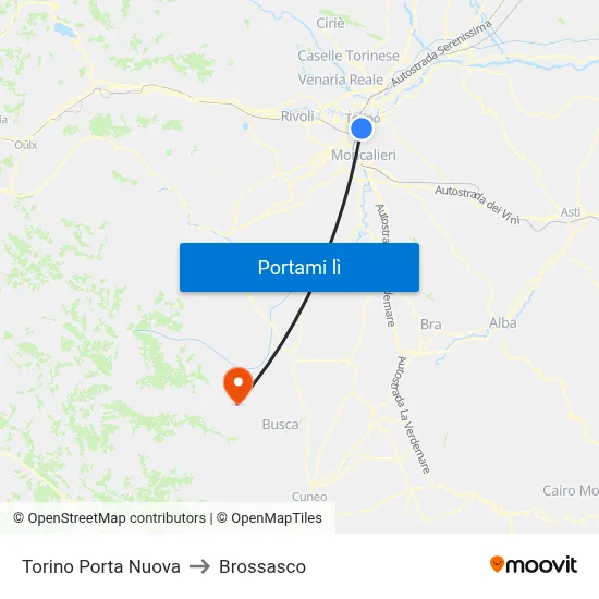 Torino Porta Nuova to Brossasco map